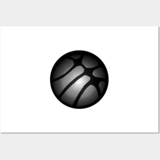 Abstract Silver Basketball on Black Posters and Art